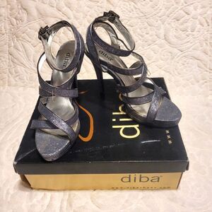 Diba Strappy Sandals Metallic Glitter Stilleto Heels Platform Tenith II Size 8M